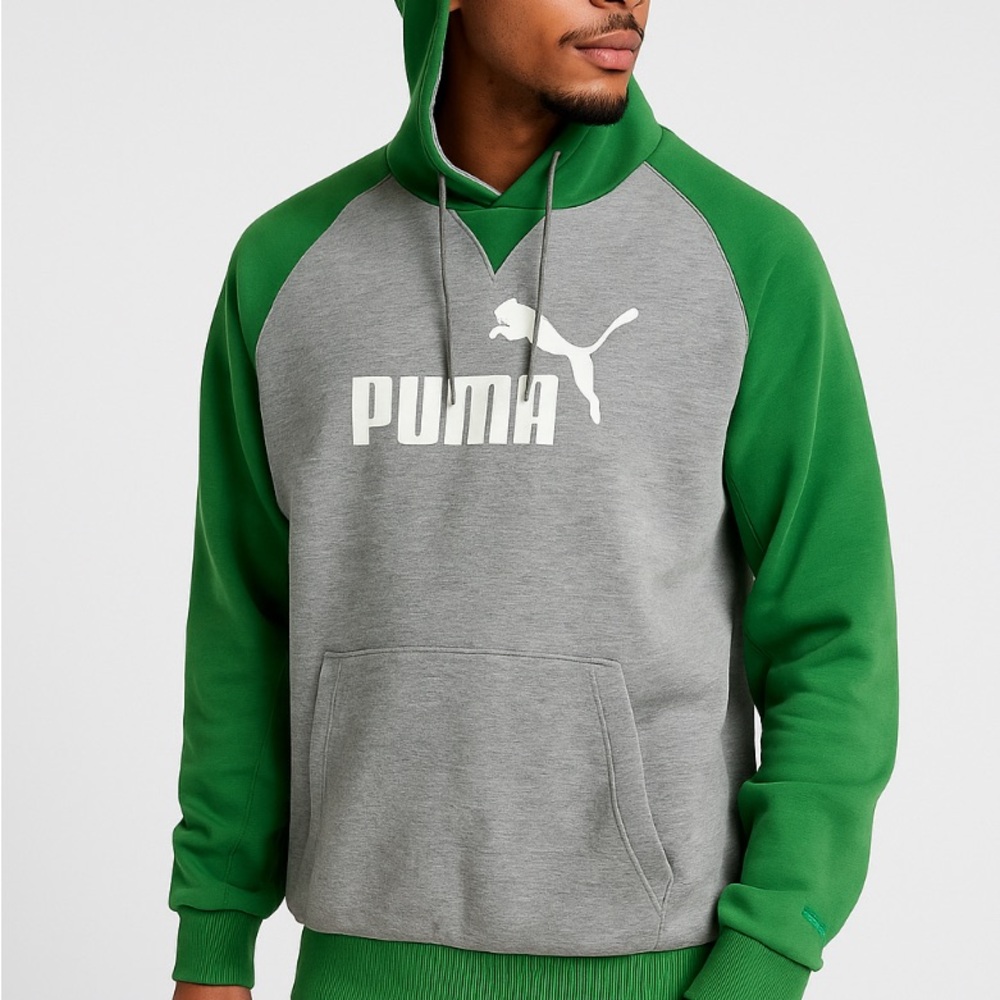 PUMA Green and Gray Color-Blocked Sweater